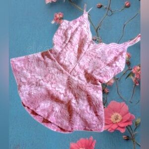 Chocolate Pink Lace Tank Top with Spaghetti Straps